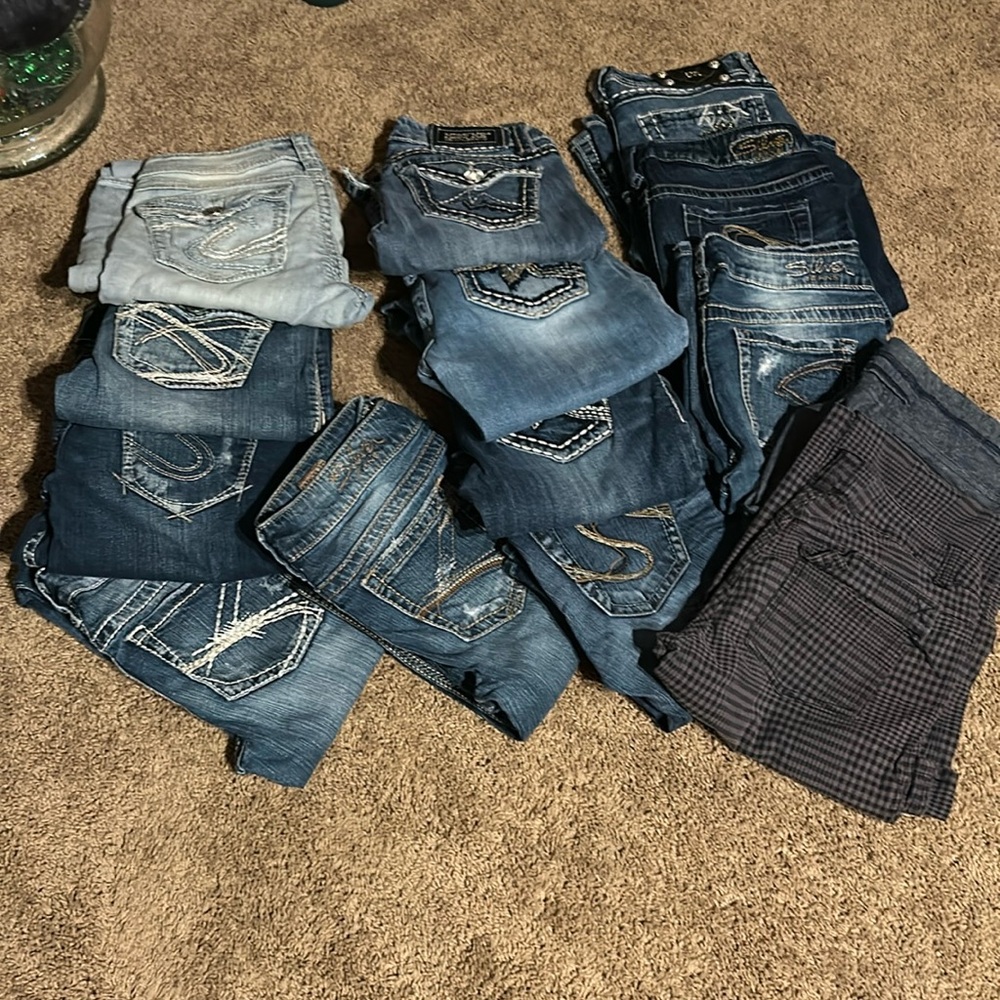 COPY - 14 pair women’s silver jeans